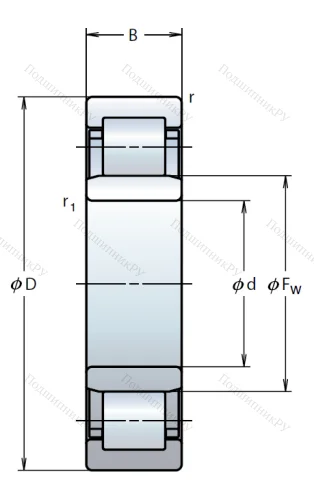 Роликовый цилиндрический подшипник NU 212 EW от производителя  NSK