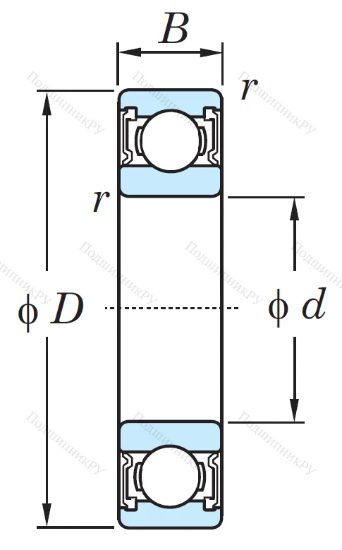 Однорядный шариковый подшипник 6207 2RS CM