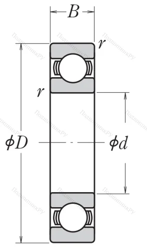 Однорядный шариковый подшипник 6306 CM от производителя  NSK