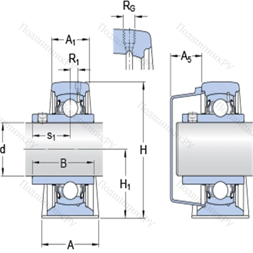 Стационарные подшипниковые узлы типа Y (литой корпус, крепление стопорными винтами)