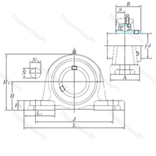 Подшипниковый узел шариковый радиальный UCP 210-32