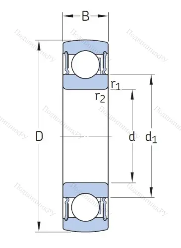 Однорядный шариковый подшипник 1726308-2RS 1 от производителя  SKF