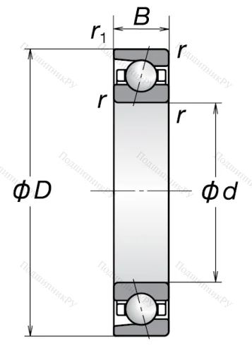 Однорядный шариковый подшипник 7202 AW от производителя  NSK