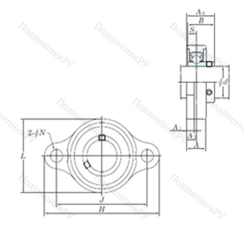 Подшипниковый узел шариковый радиальный USFL 003S 6