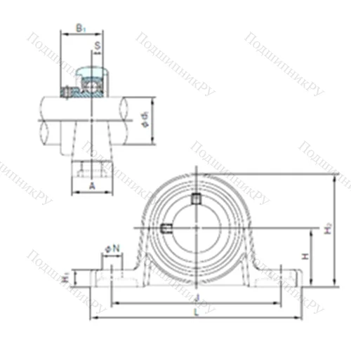 Подшипниковый узел шариковый радиальный MUP 002