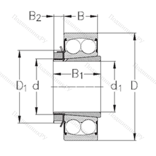Подшипник шариковый радиальный самоцентрирующийся 2208-K-2RS+H 308