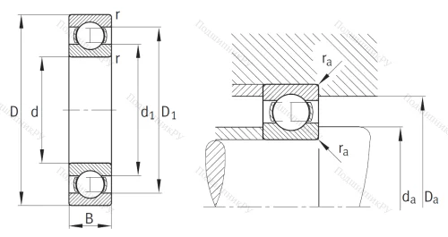 Однорядный шариковый подшипник 6214 от производителя  FAG