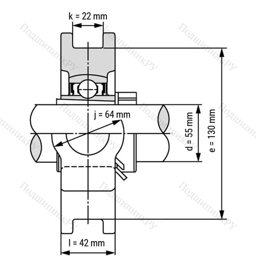 Подшипниковый узел UKT 212+H 2312 - Вал: 55 мм