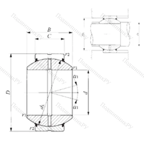 Подшипник скольжения сферический GE 60GS-2RS