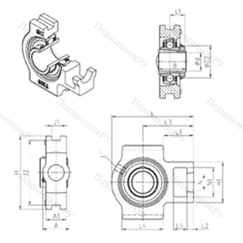 Подшипниковый узел шариковый радиальный UKT 309H