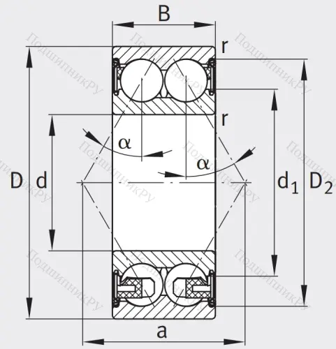 Двухрядный шариковый подшипник 3207 BD XL 2Z TVH от производителя  FAG