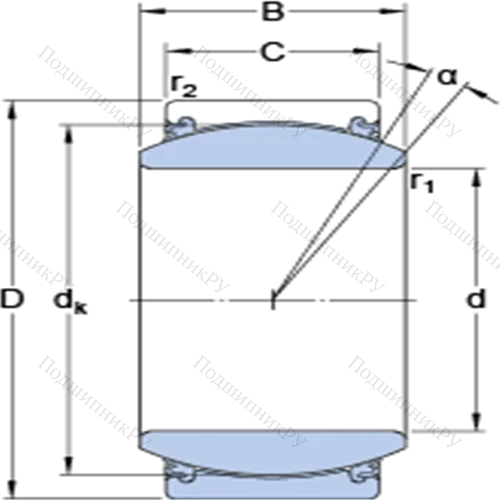 Радиальные сферические подшипники скольжения с контактными поверхностями сталь/сталь, требующие техобслуживания GEZ 108 TXE-2LS