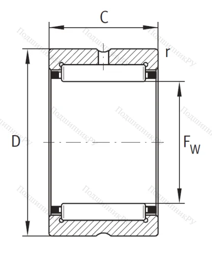 Игольчатый подшипник NK 14/16 XL от производителя  INA