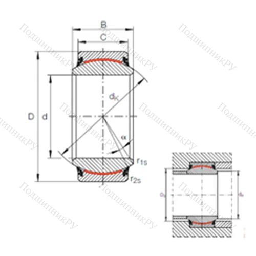Подшипник скольжения сферический GE 240 UK-2RS