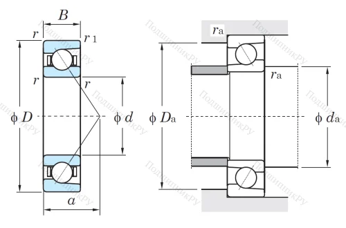 Однорядный шариковый подшипник 7205 B от производителя  KOYO