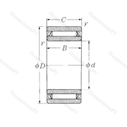 Подшипник игольчатый радиальный NAF 355520