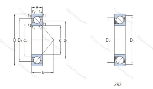 Однорядный шариковый подшипник 7205 BE 2RZP от производителя  SKF