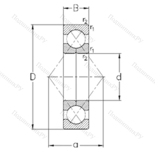 Подшипник шариковый радиально-упорный с четырёхточечным QJ 212-MPA