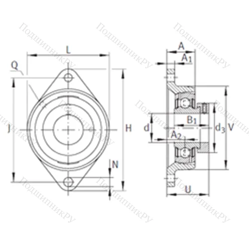 Подшипниковый узел шариковый радиальный PCJT 1-1/8