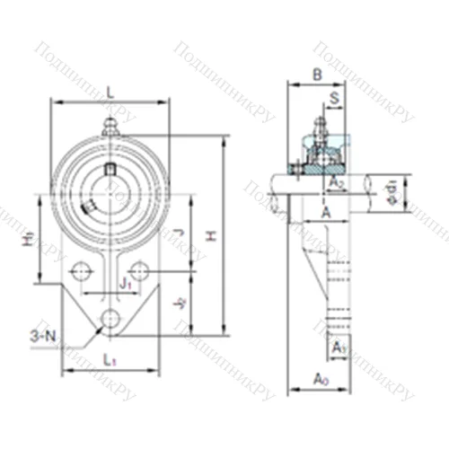 Подшипниковый узел шариковый радиальный UCFK 205
