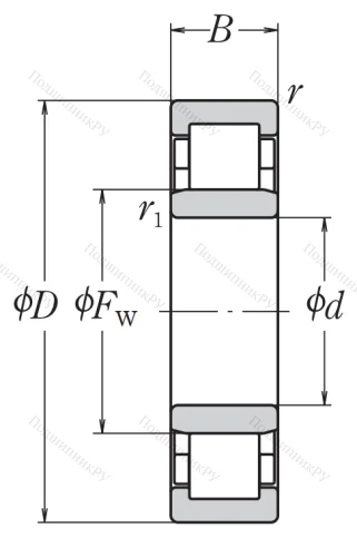 Роликовый цилиндрический подшипник NU 2220 ET от производителя  NSK