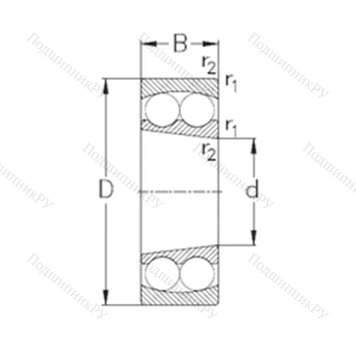 Подшипник шариковый радиальный самоцентрирующийся 1212-K