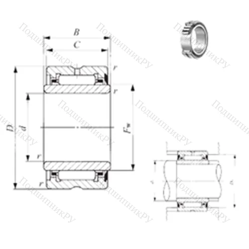 Подшипник игольчатый радиальный NA 4918U