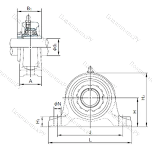 Подшипниковый узел шариковый радиальный UKIP 313+H 2313 от производителя  NACHI