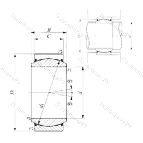 Подшипник скольжения сферический GE 45EC-2RS