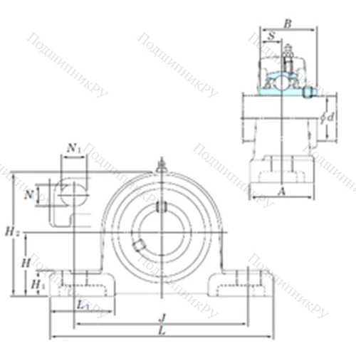 Подшипниковый узел шариковый радиальный UCP 211-35SC