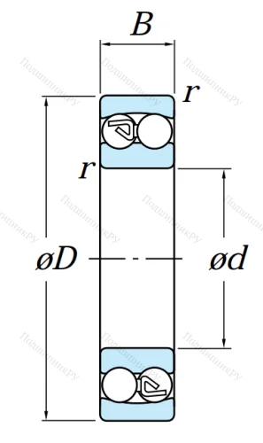 Двухрядный шариковый подшипник 2210 MG от производителя  KOYO
