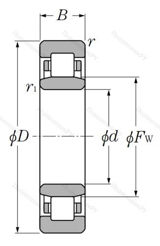 Роликовый цилиндрический подшипник NU 2220 от производителя  NTN