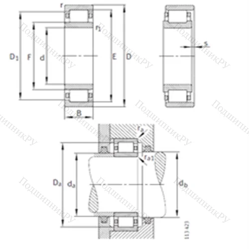 Подшипник роликовый радиальный NU 2272-E-M 1