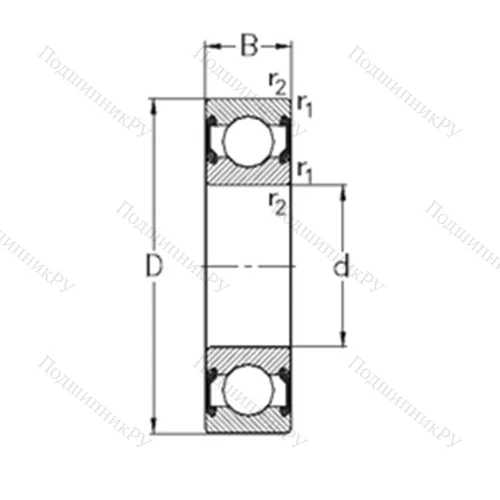 Подшипник шариковый радиальный 62/22-2RS 2