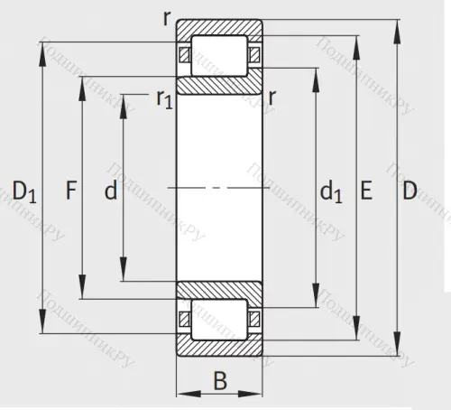 Роликовый цилиндрический подшипник NJ 2312 E XL TVP 2 от производителя  FAG