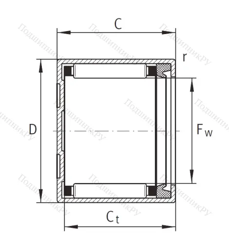 Игольчатый подшипник BK 1614 RS L 271 от производителя  INA