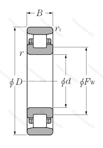 Роликовый цилиндрический подшипник N 214 от производителя  NTN