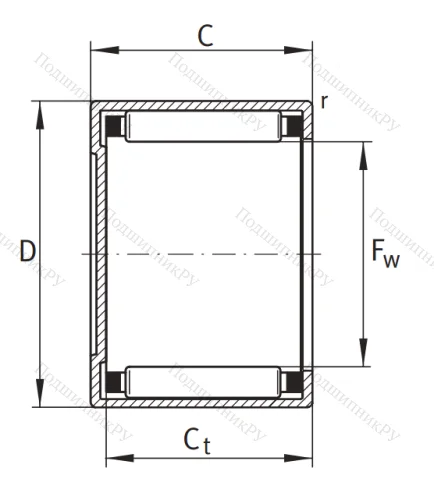 Игольчатый подшипник BK 2520 от производителя  INA