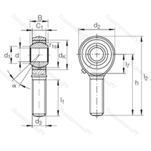 Подшипник скольжения сферический GAKL 22 PB