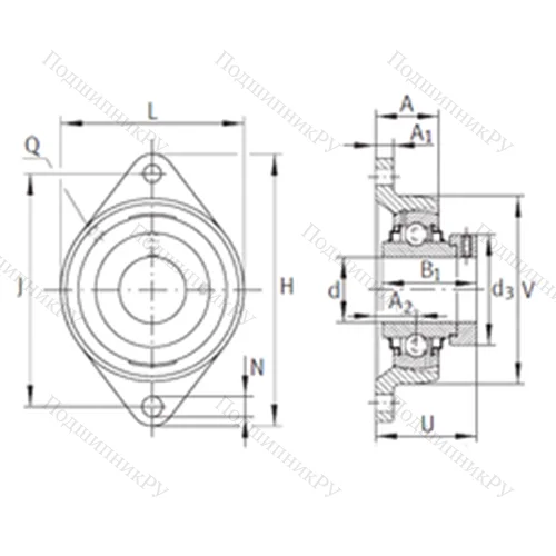 Подшипниковый узел шариковый радиальный RCJT 1-1/4-206
