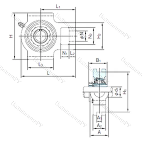Подшипниковый узел шариковый радиальный UKTX 10+H 2310