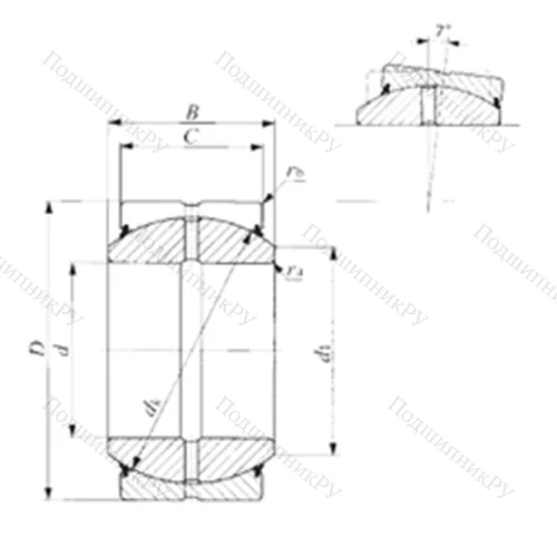 Подшипник скольжения сферический SBB 22-2RS