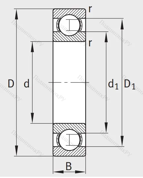 Однорядный шариковый подшипник 6224 C 3